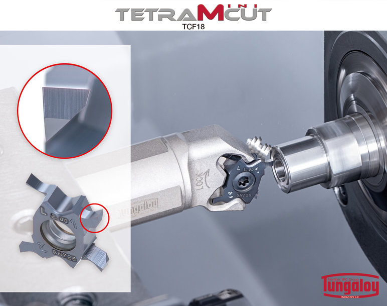 A nova pastilha TCF18 da série TetraMini-Cut permite canal de face em diâmetros de 6 milímetros